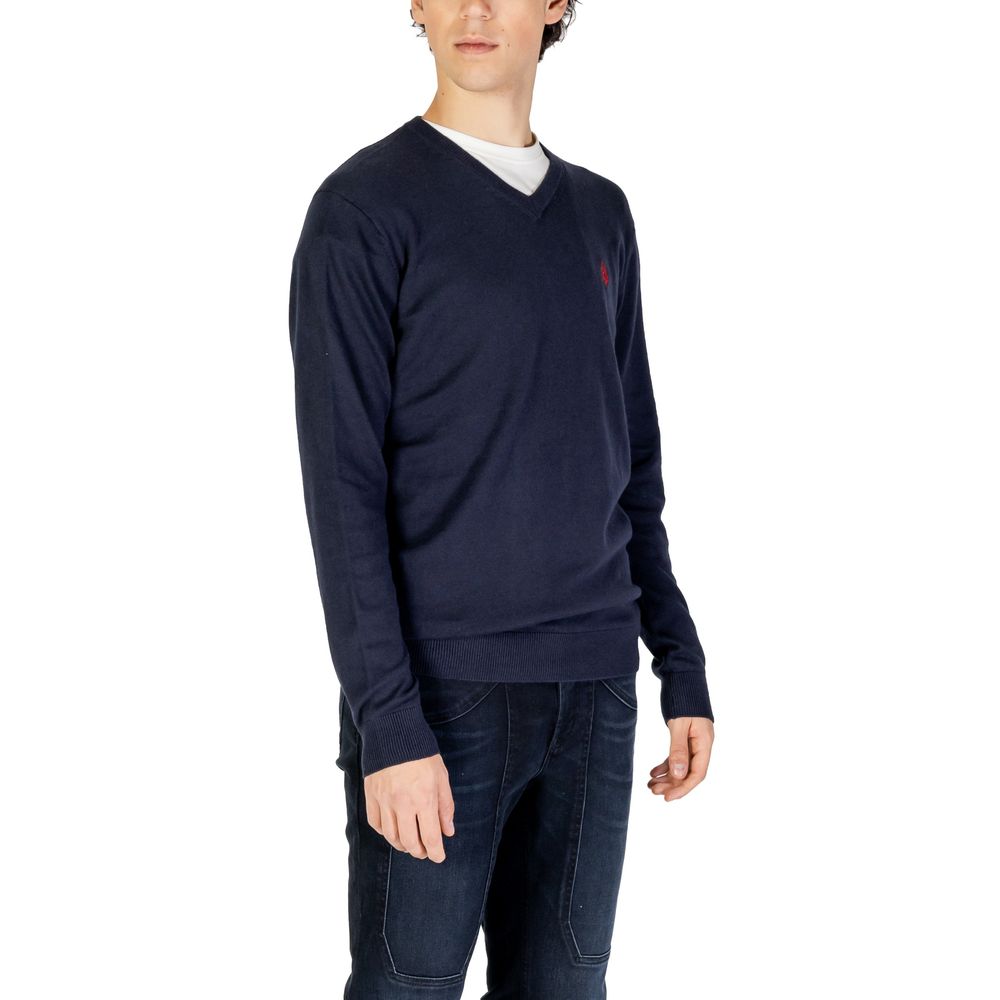 Blauer Baumwollpullover