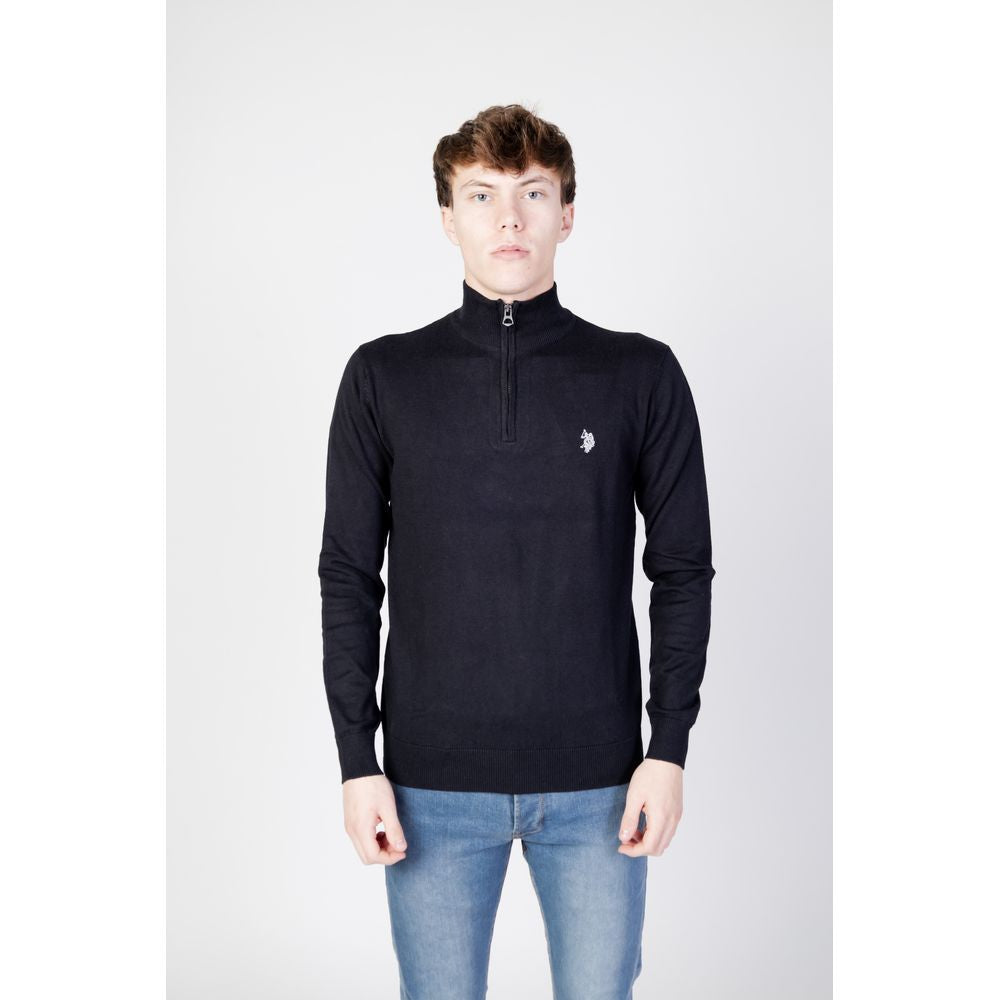 Schwarzer Baumwollpullover