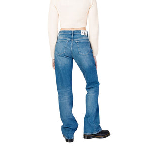Blaue Mom-Jeans aus Baumwolle