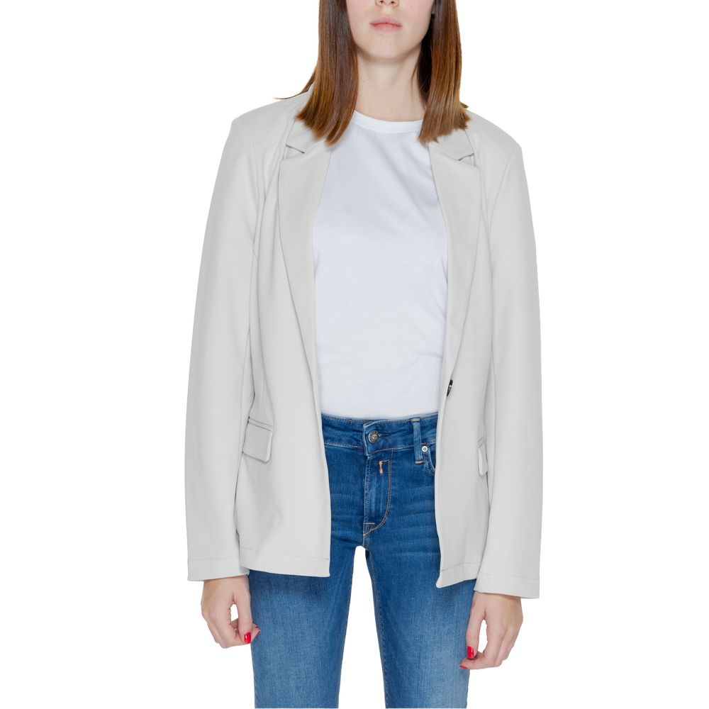Beigefarbener Polyester-Blazer