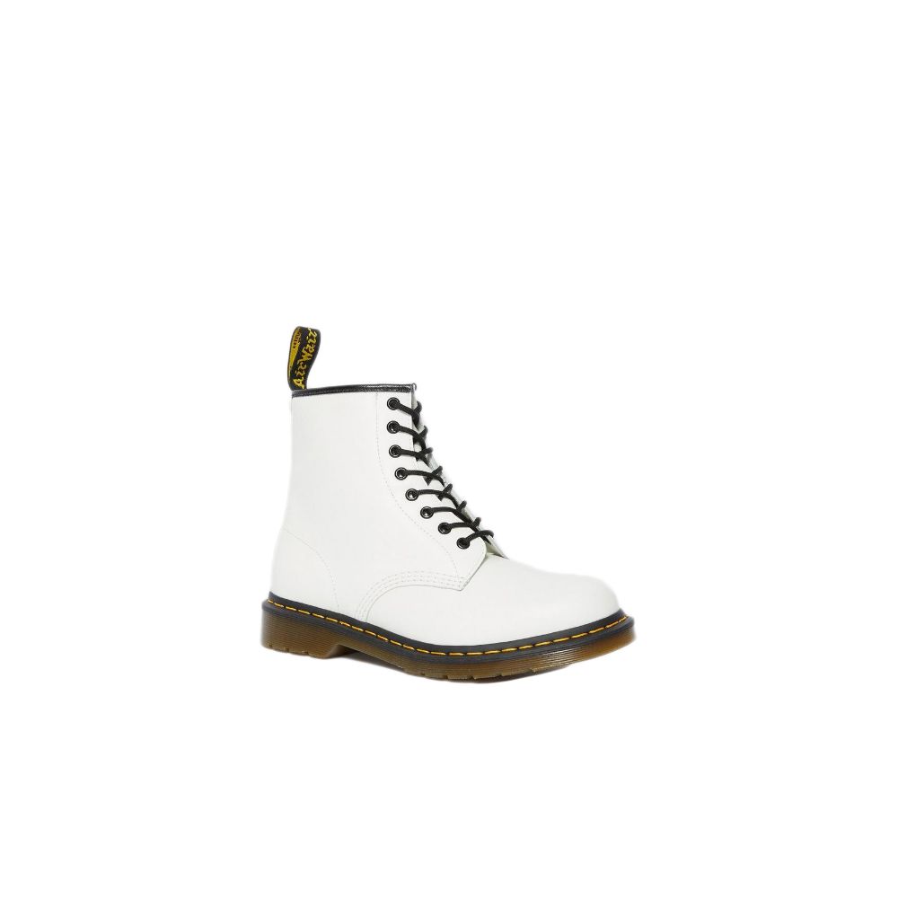 Weißer Lederstiefel