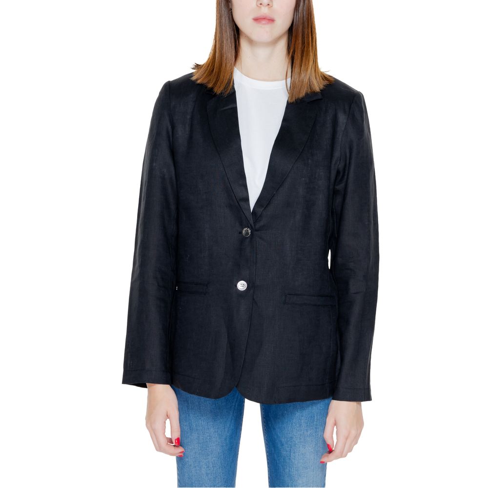 Schwarzer Leinenblazer