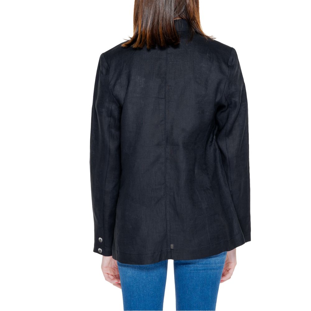 Schwarzer Leinenblazer