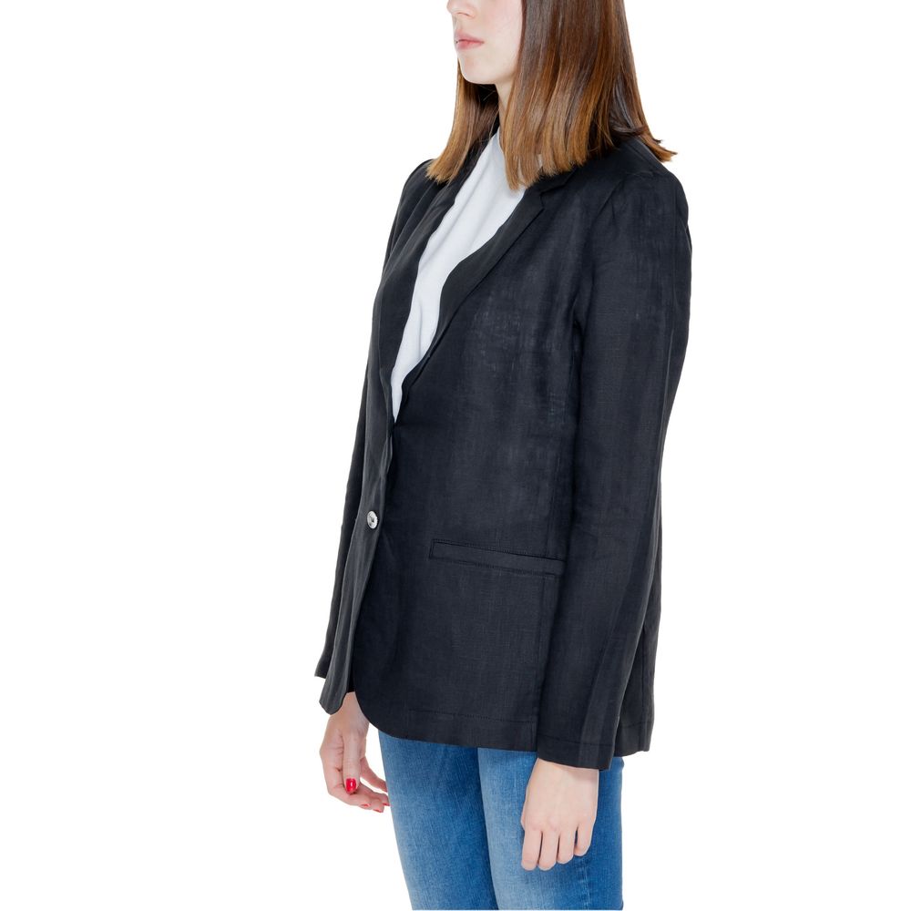 Schwarzer Leinenblazer
