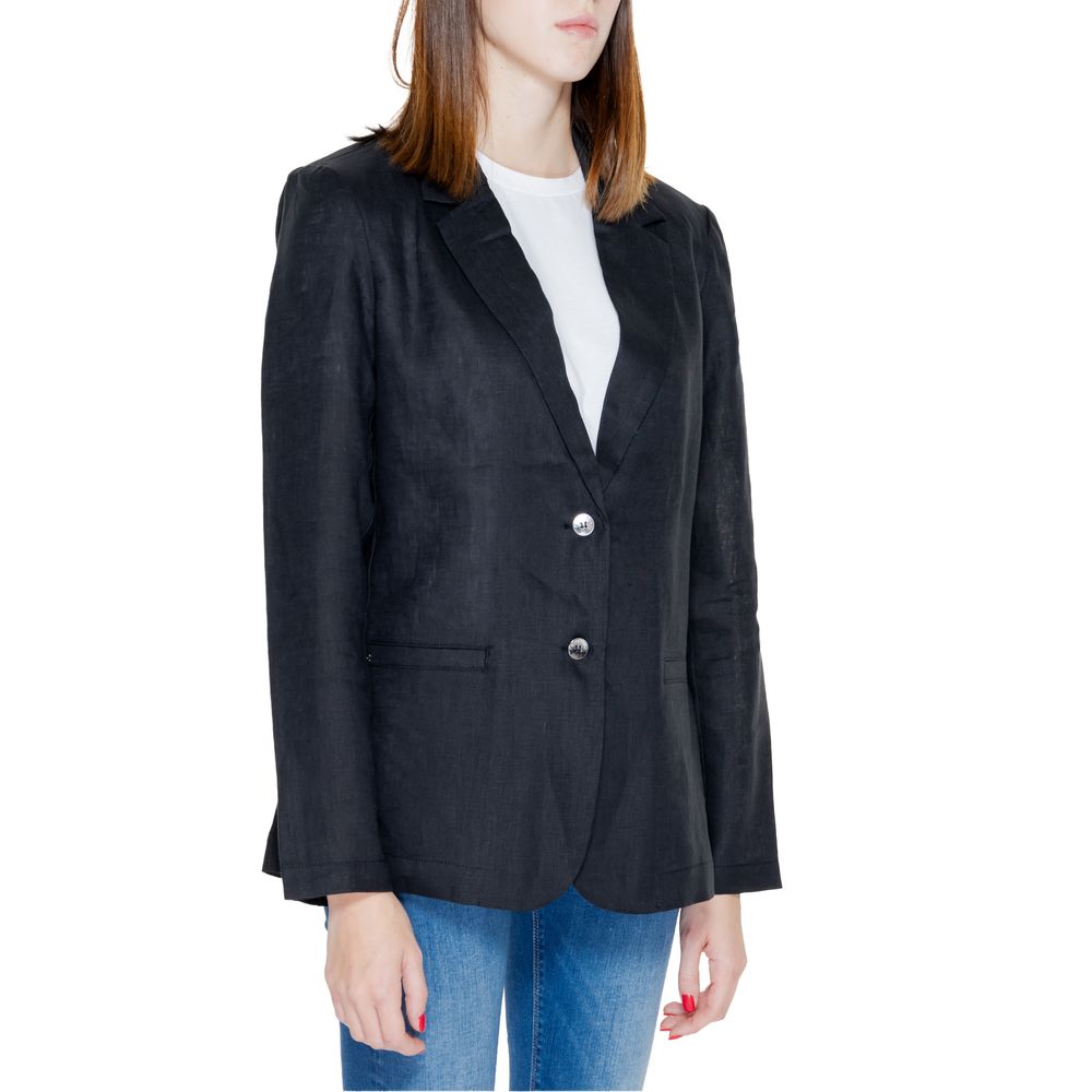 Schwarzer Leinenblazer