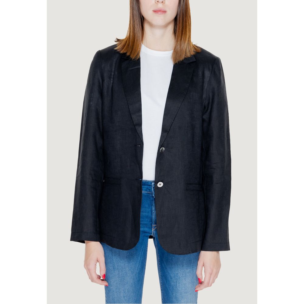 Schwarzer Leinenblazer