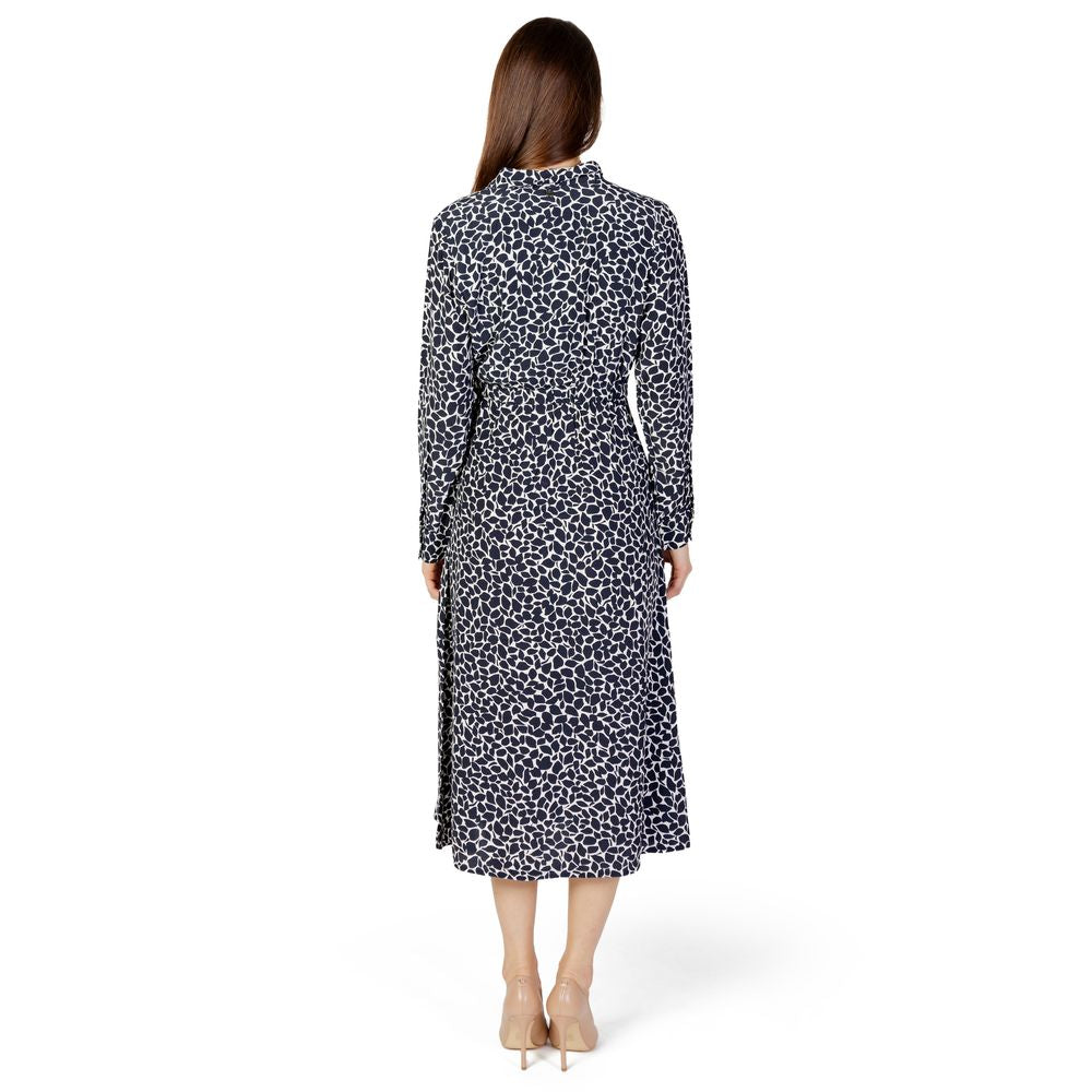 Blaues Viskose-Midikleid