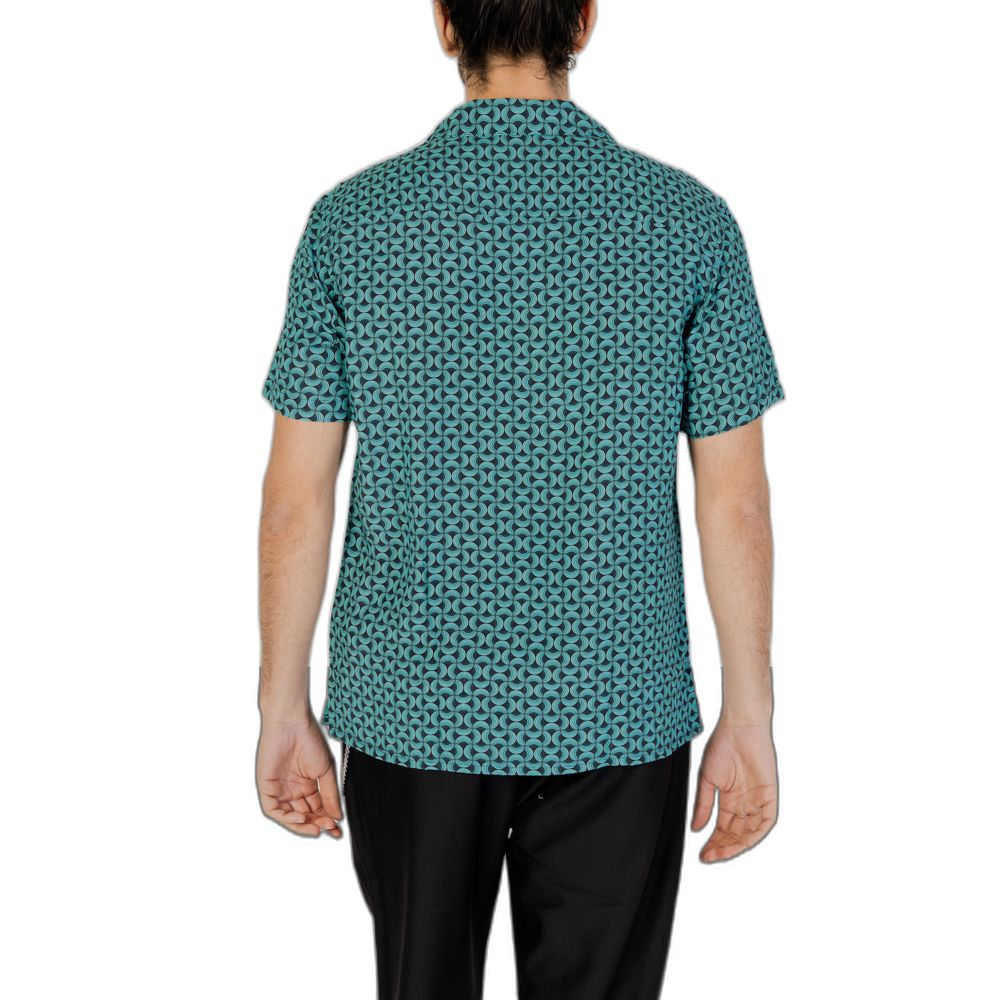 Türkisfarbenes Viskose-Kurzarmshirt