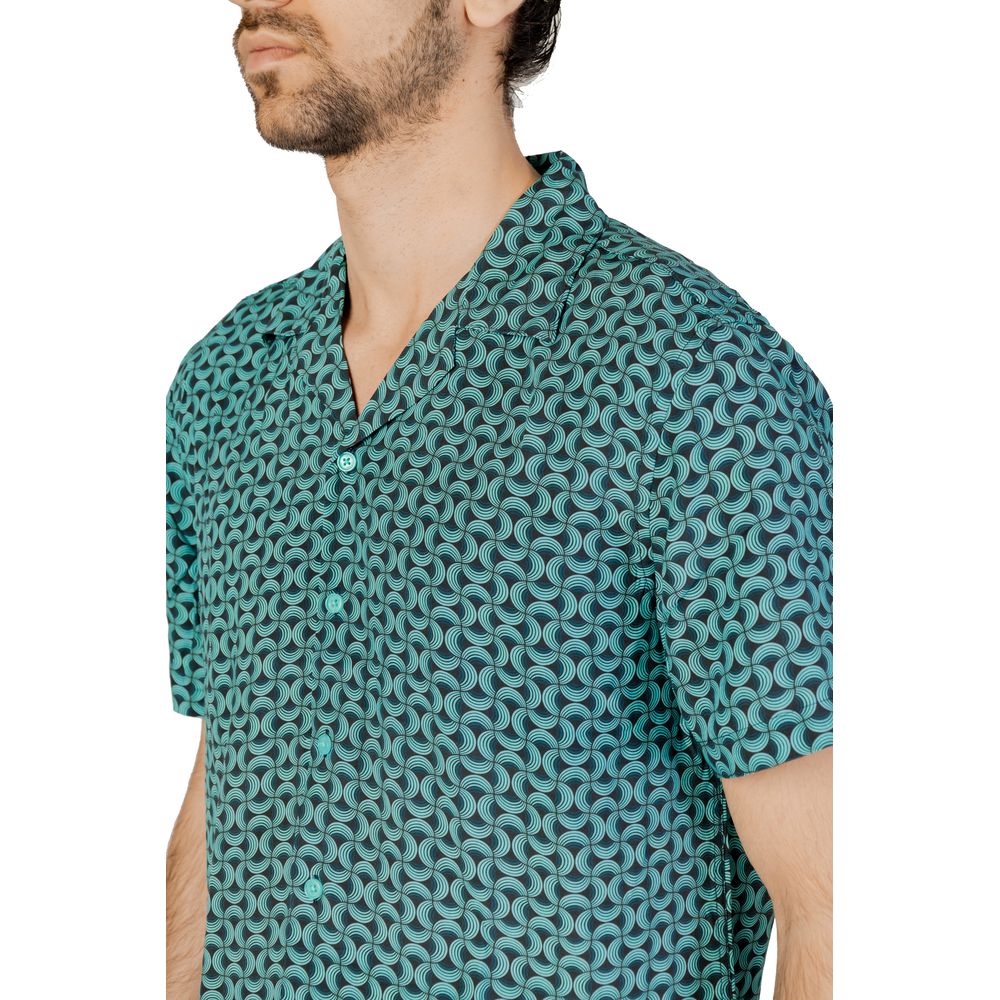 Türkisfarbenes Viskose-Kurzarmshirt