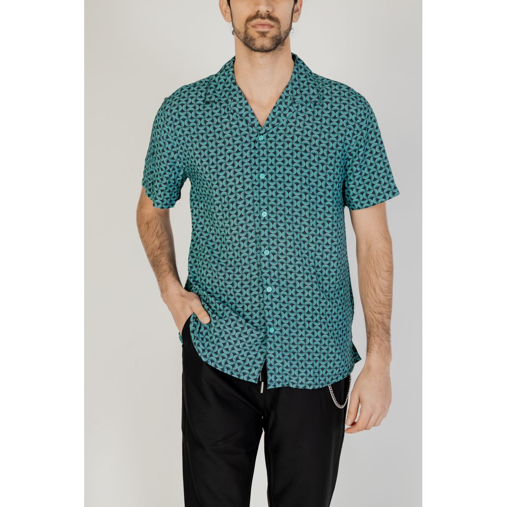 Türkisfarbenes Viskose-Kurzarmshirt