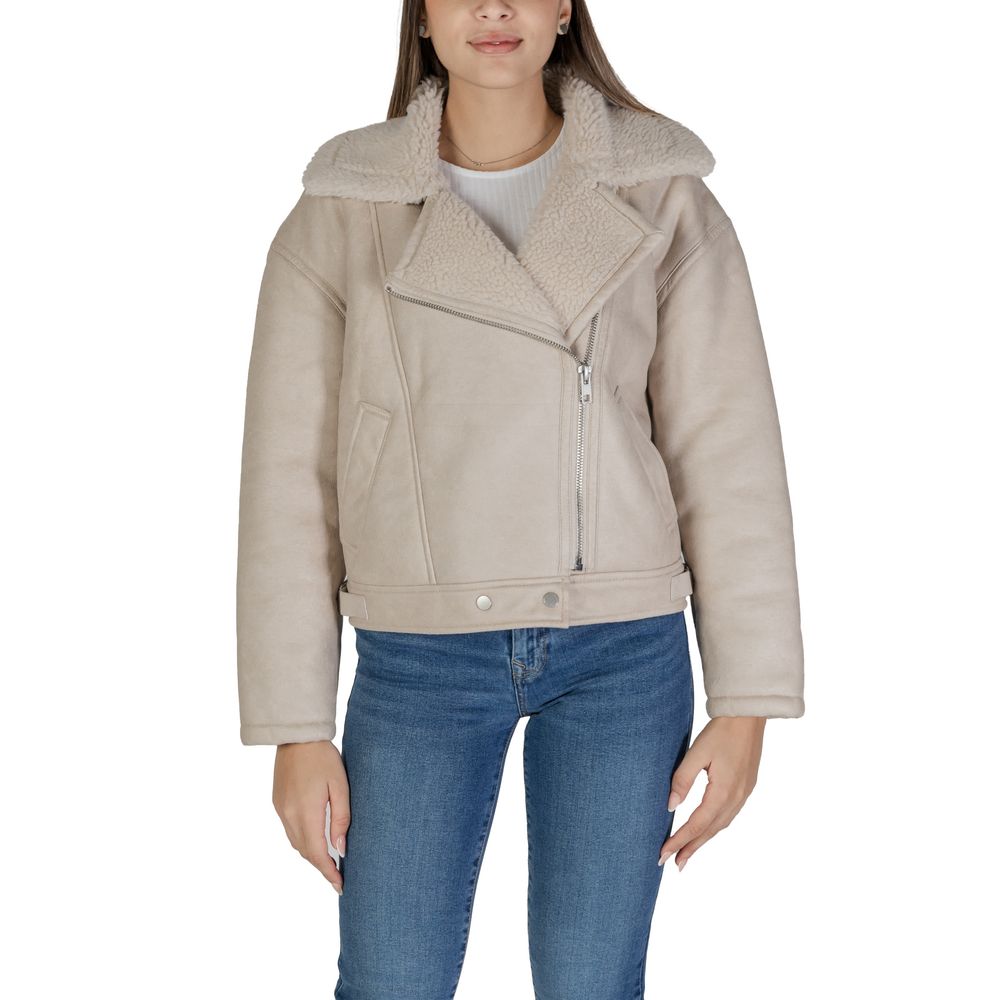 Beige Kunstlederjacken &amp; Mäntel