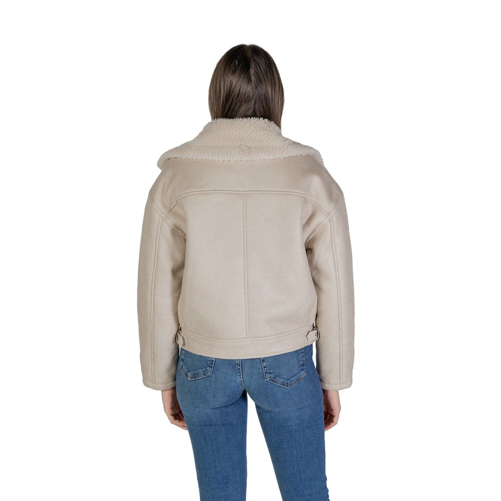 Beige Kunstlederjacken &amp; Mäntel