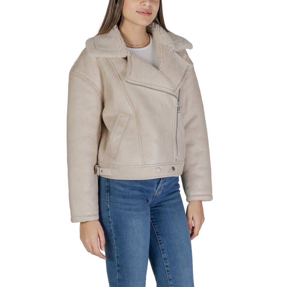 Beige Kunstlederjacken &amp; Mäntel