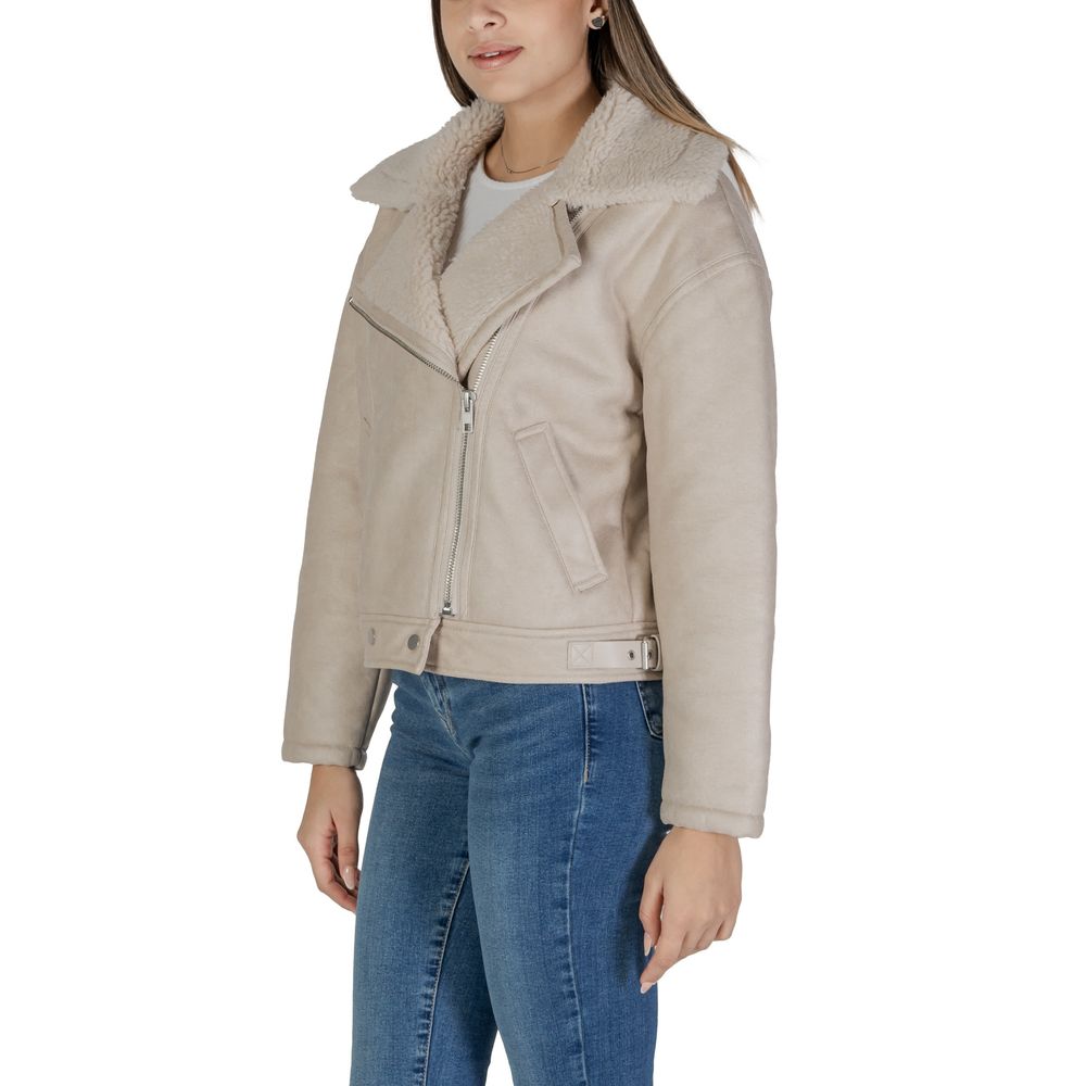 Beige Kunstlederjacken &amp; Mäntel