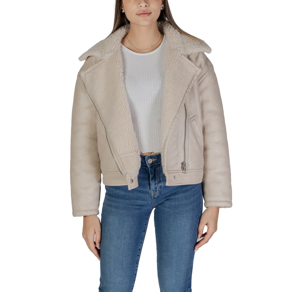 Beige Kunstlederjacken &amp; Mäntel