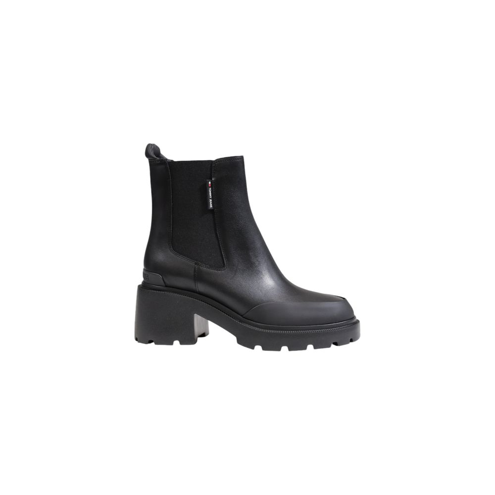 Schwarze Lederstiefelette