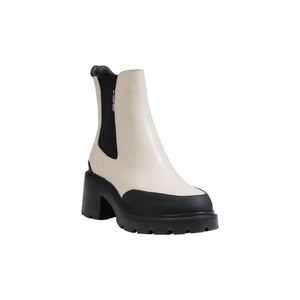 Beige Lederstiefeletten