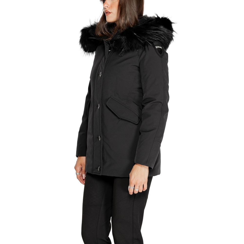 Schwarzer Polyesterparka