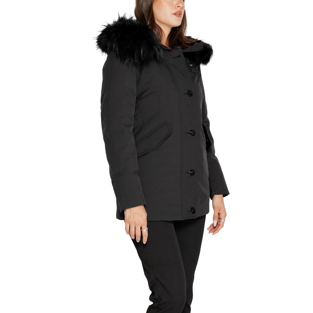 Schwarzer Polyesterparka