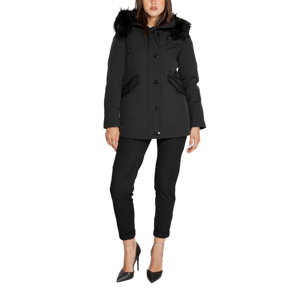 Schwarzer Polyesterparka