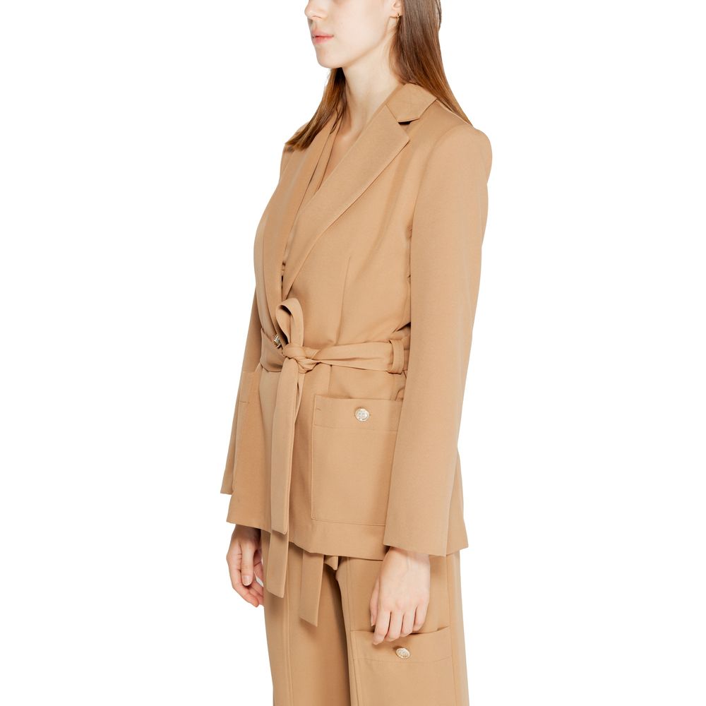 Beigefarbener Polyester-Blazer