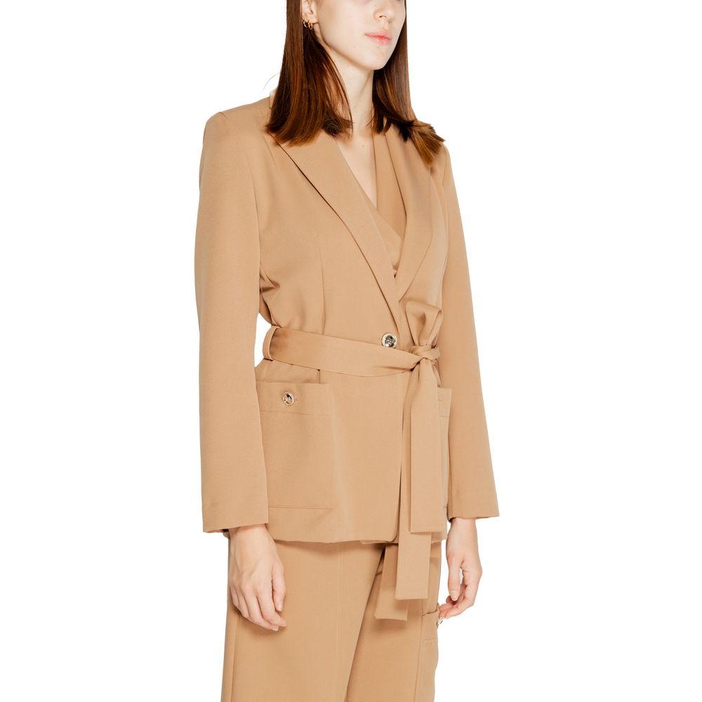 Beigefarbener Polyester-Blazer