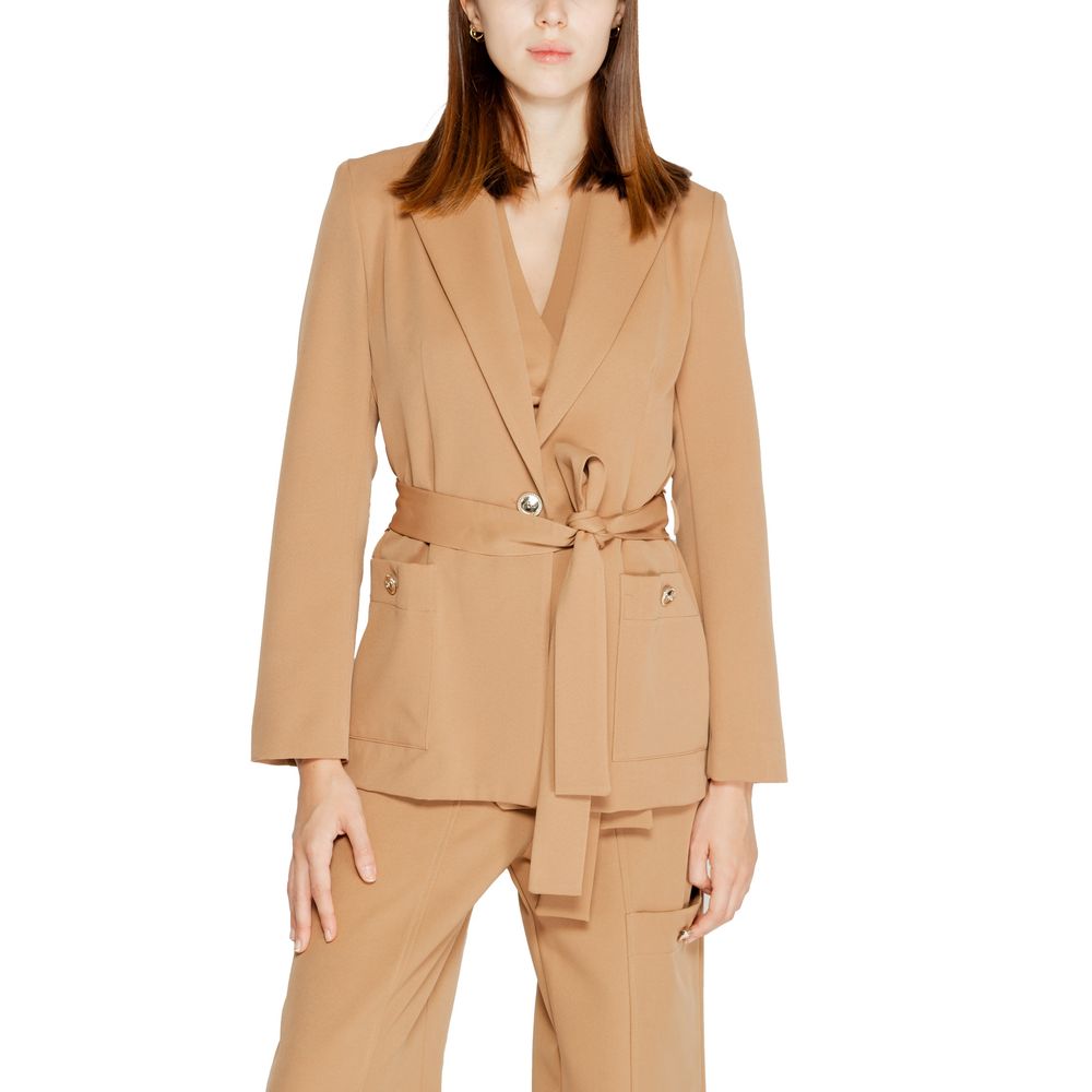 Beigefarbener Polyester-Blazer