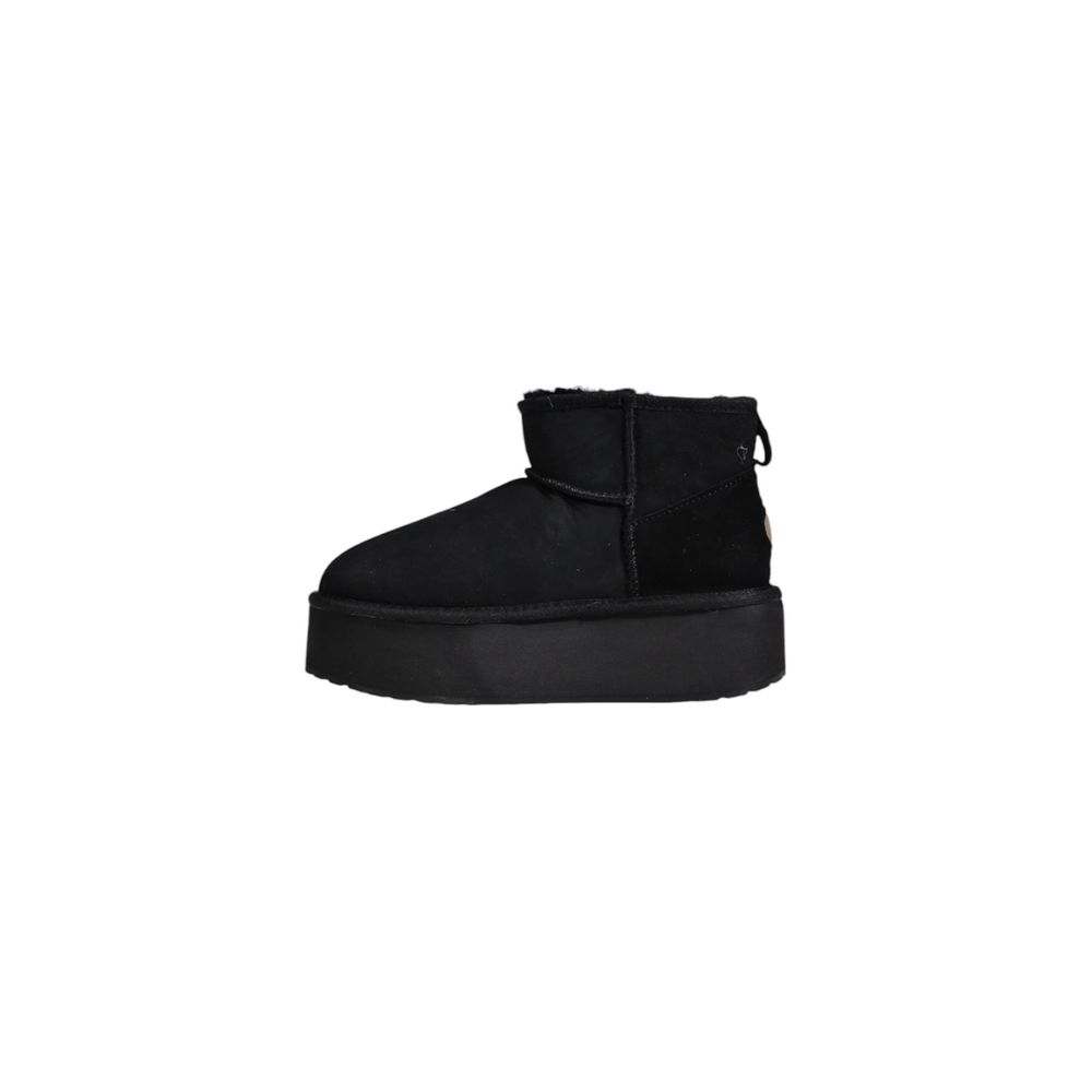Schwarze Lederstiefelette