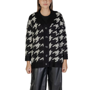 Schwarz-weiße Marabu-Strickjacke