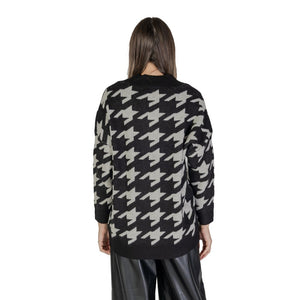 Schwarz-weiße Marabu-Strickjacke