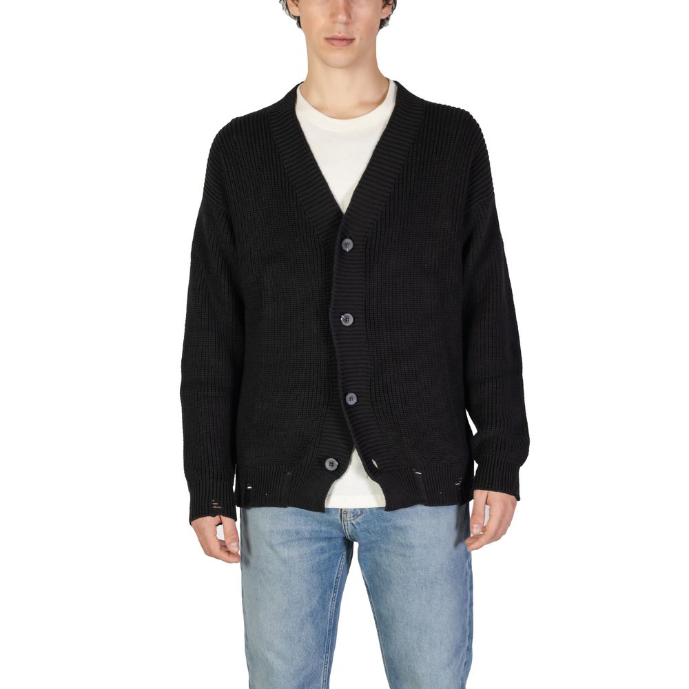 Schwarzer Baumwoll-Cardigan