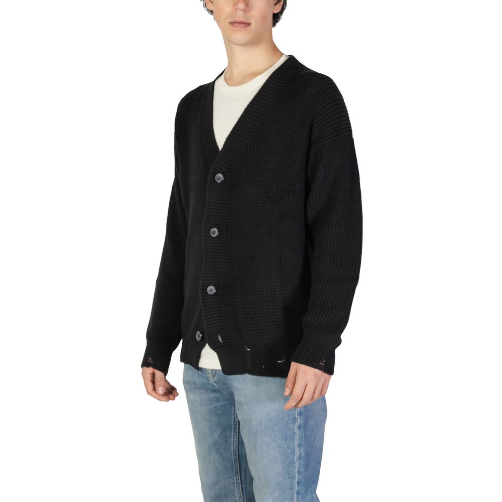 Schwarzer Baumwoll-Cardigan