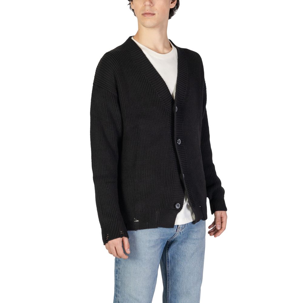 Schwarzer Baumwoll-Cardigan