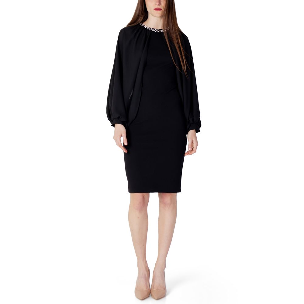 Schwarz Polyester Lang