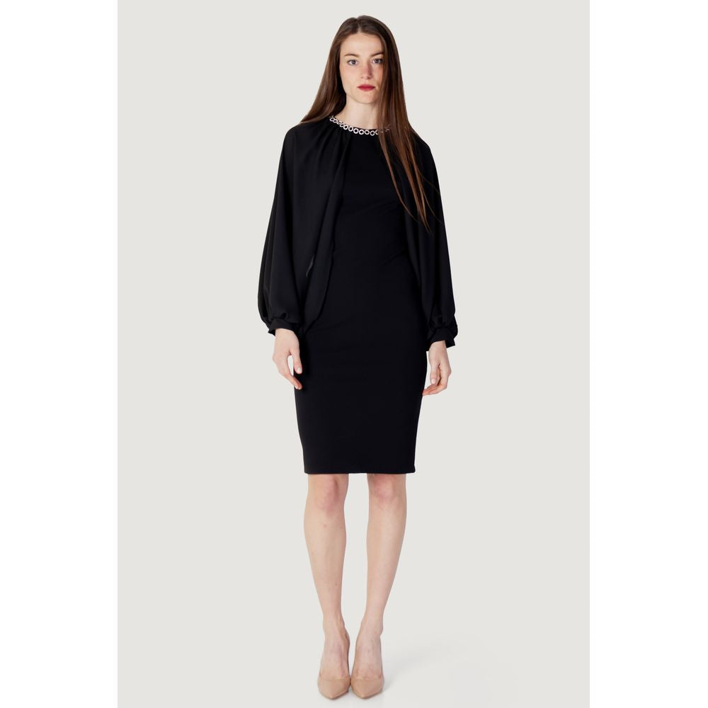 Schwarz Polyester Lang
