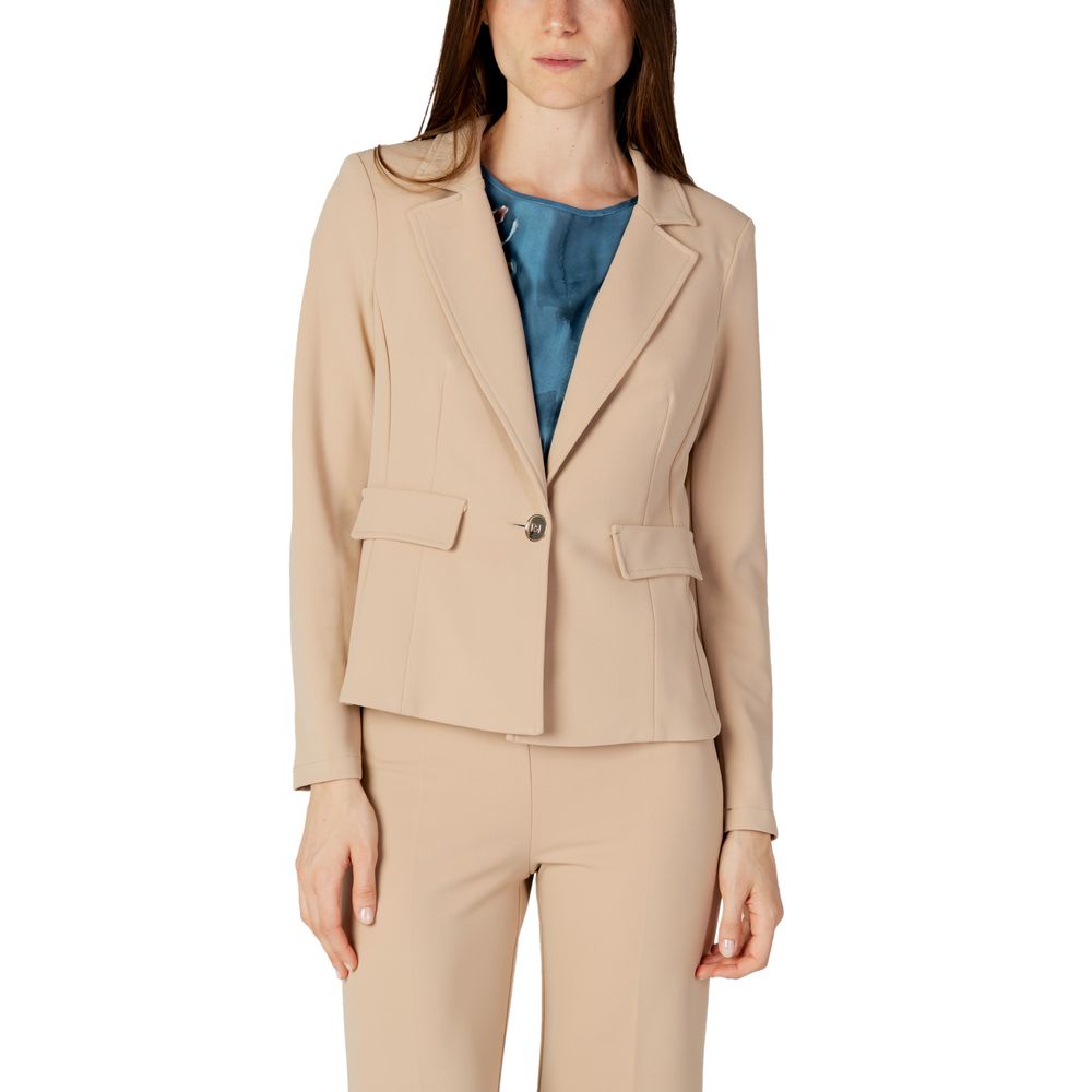 Beigefarbener Polyester-Blazer