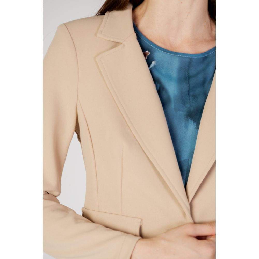 Beigefarbener Polyester-Blazer