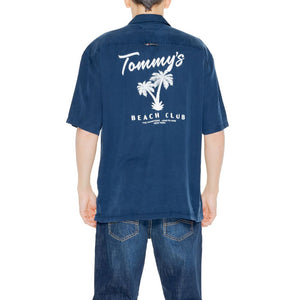 Blaues Lyocell-Kurzarmshirt