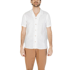 Weißes Leinen-Kurzarmshirt