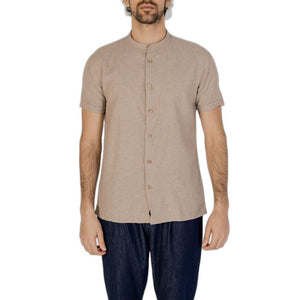 Beige Leinen Kurzarm