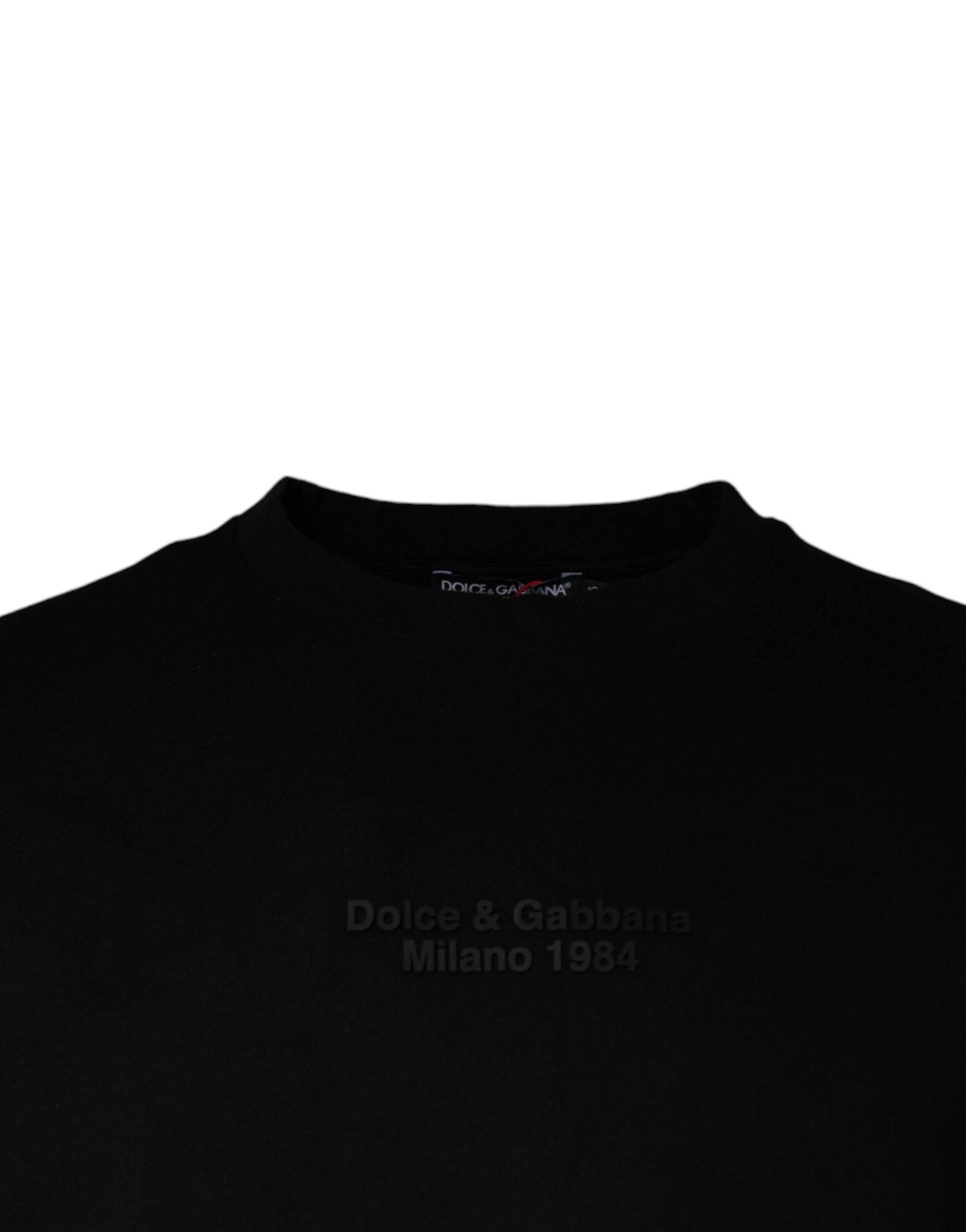 Schwarzes Kurzarm-T-Shirt aus Baumwolle mit Leopardenmuster