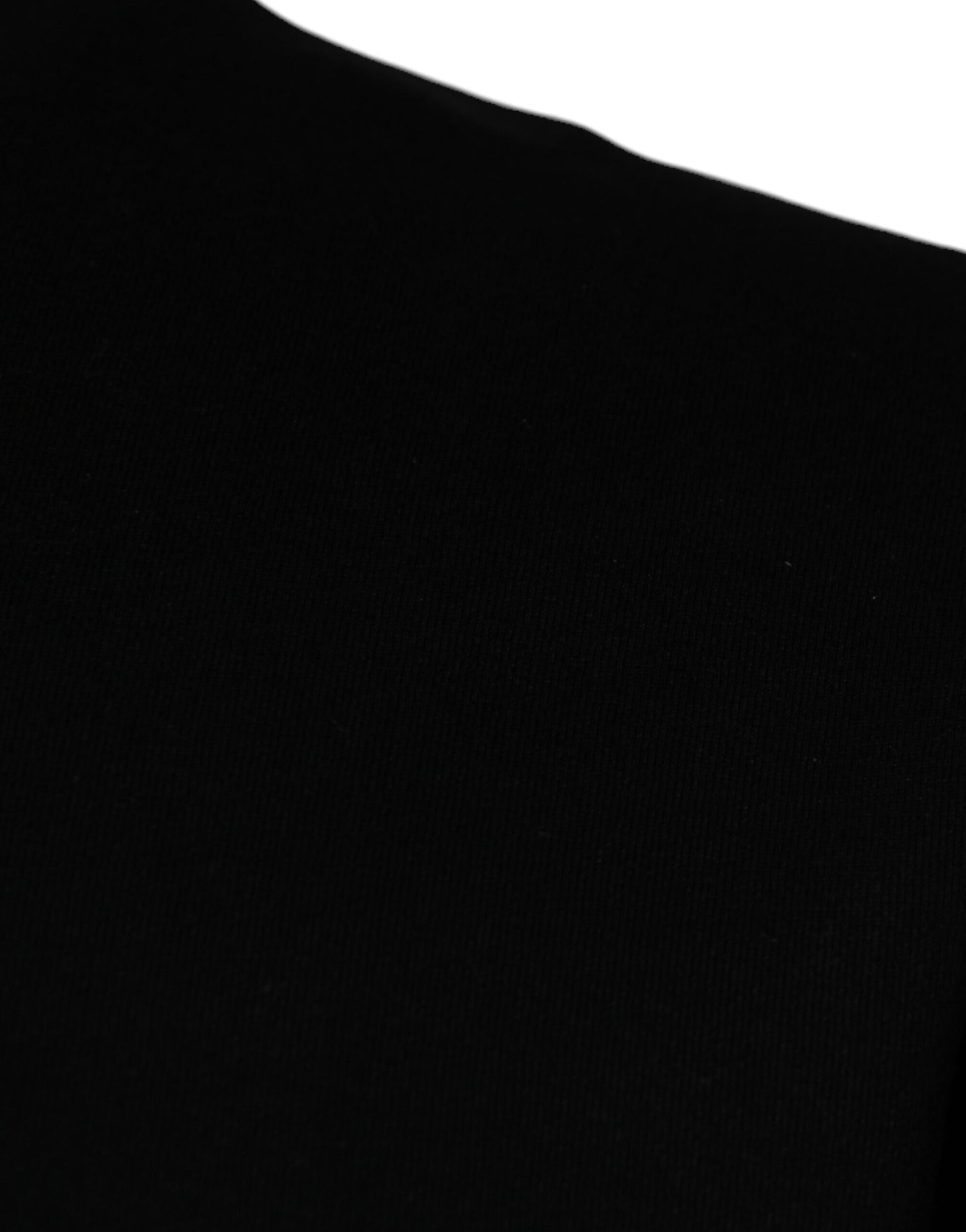 Schwarzes Kurzarm-T-Shirt aus Baumwolle mit Leopardenmuster
