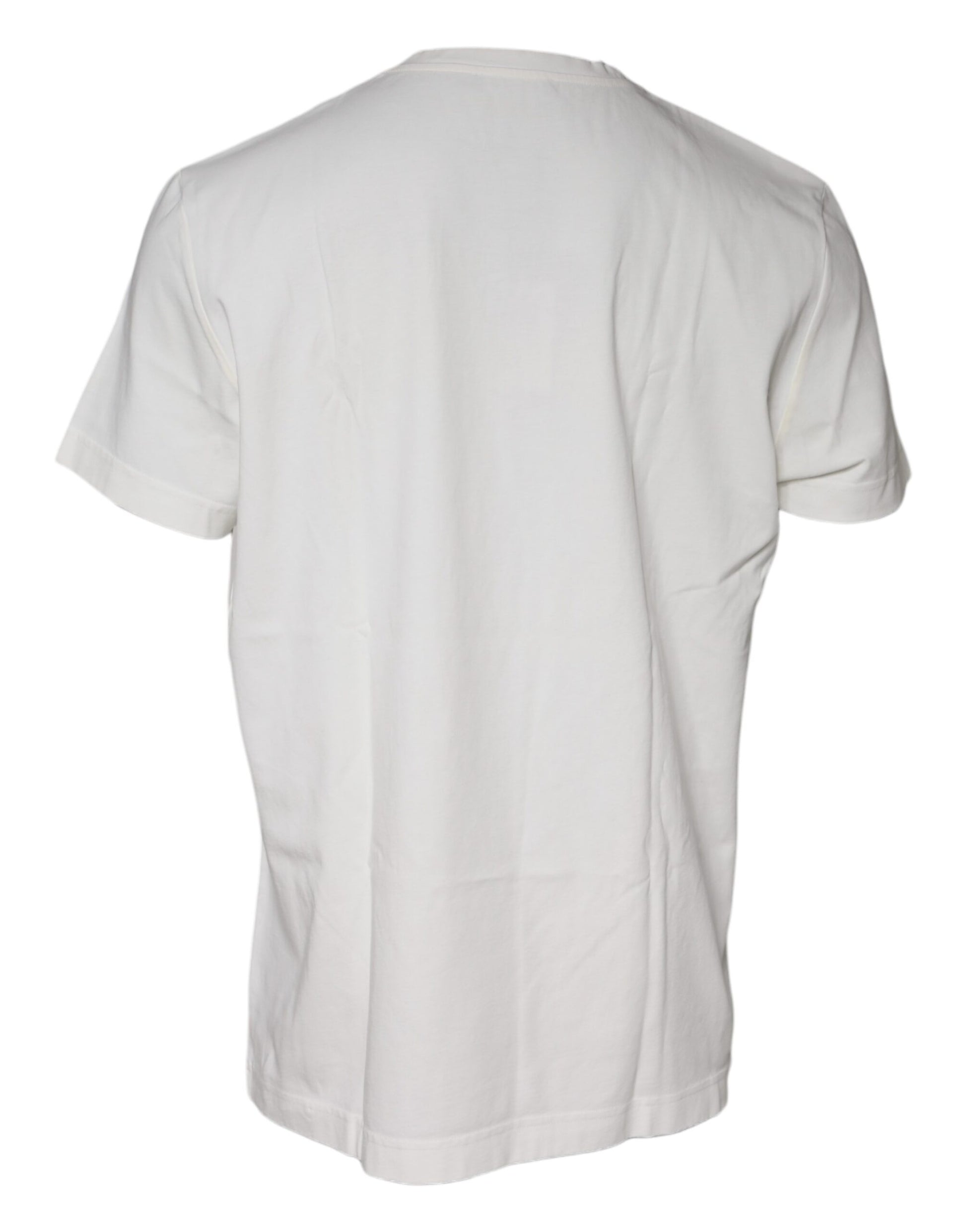 Weißes Baumwoll-T-Shirt mit kurzen Ärmeln und Bandana-Print