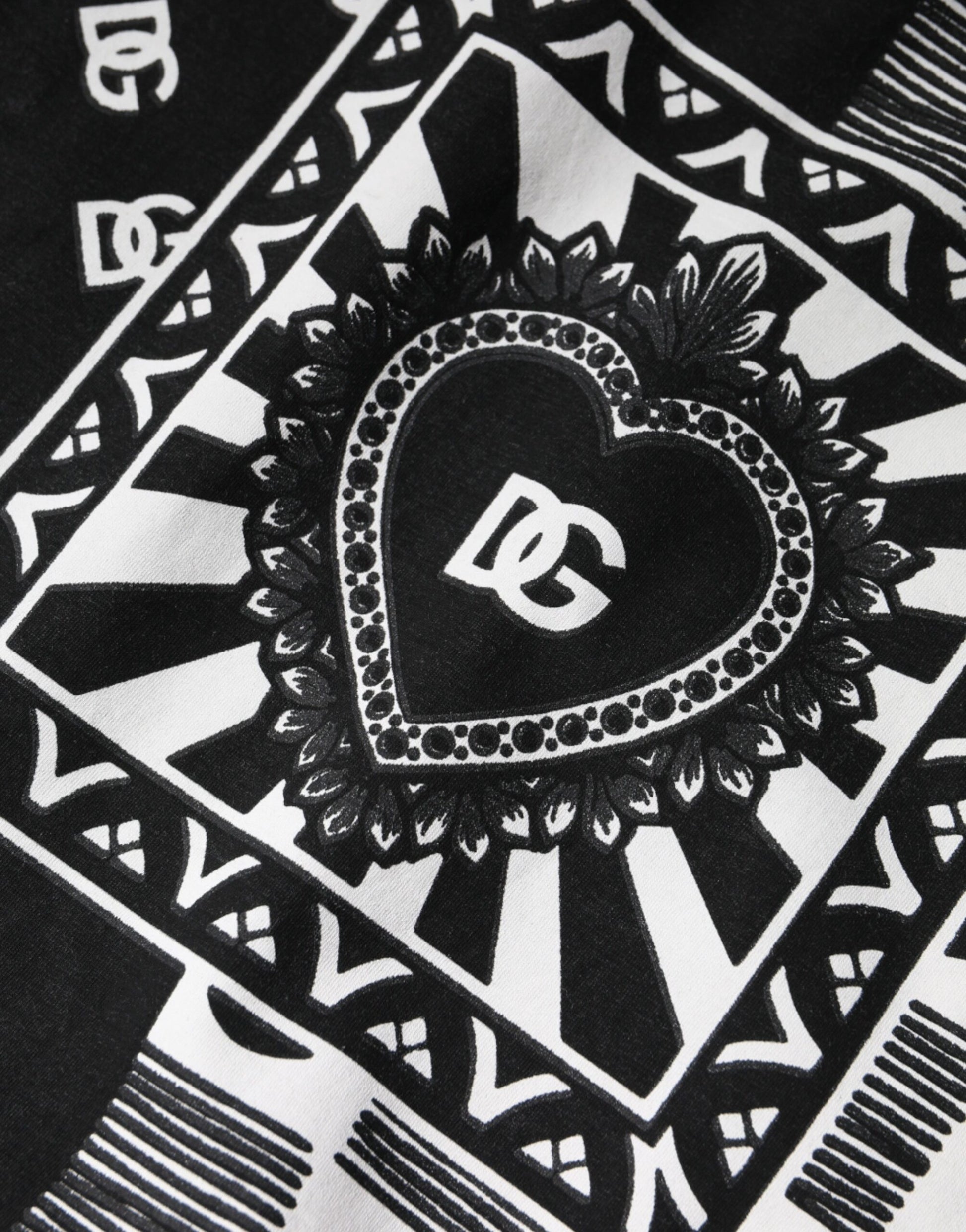 Weißes Baumwoll-T-Shirt mit kurzen Ärmeln und Bandana-Print