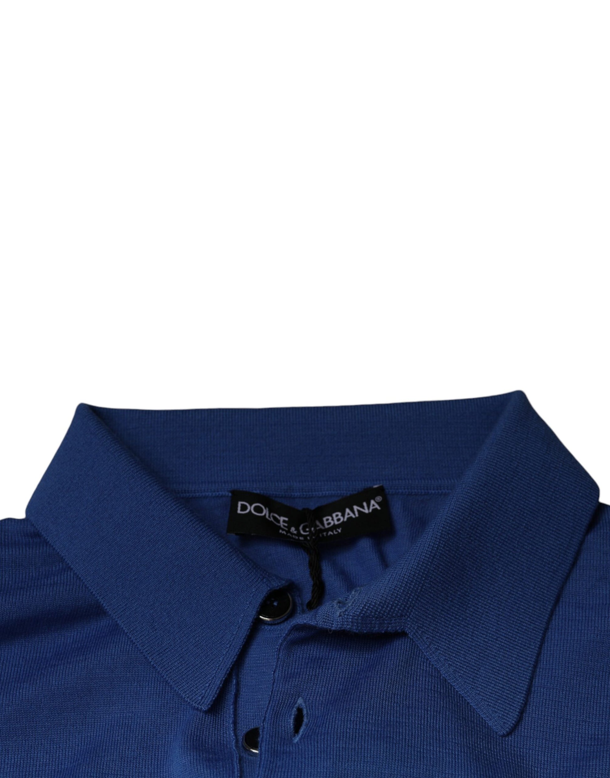 Blaues Poloshirt aus Kaschmir mit kurzen Ärmeln für Herren