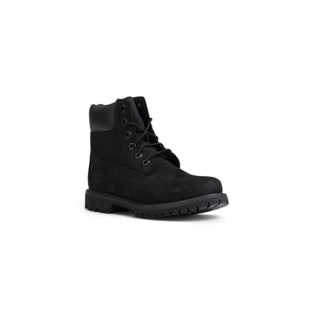 Schwarzer Stiefel aus recyceltem Leder
