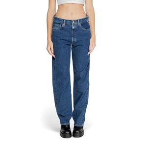 Blaue Mom-Jeans aus Baumwolle