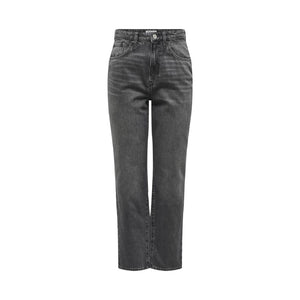 Graue Mom-Jeans aus Baumwolle