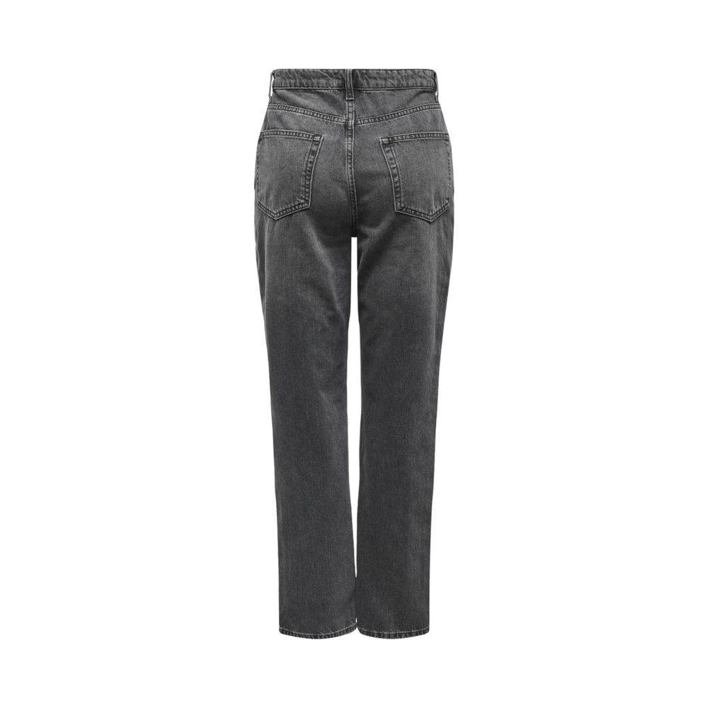 Graue Mom-Jeans aus Baumwolle