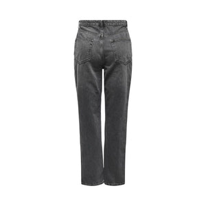 Graue Mom-Jeans aus Baumwolle